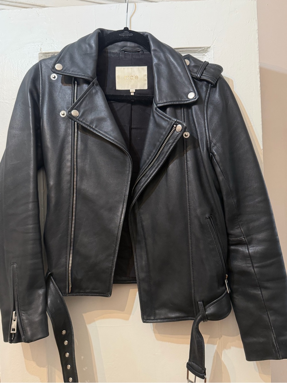 Maje leather black biker jacket
